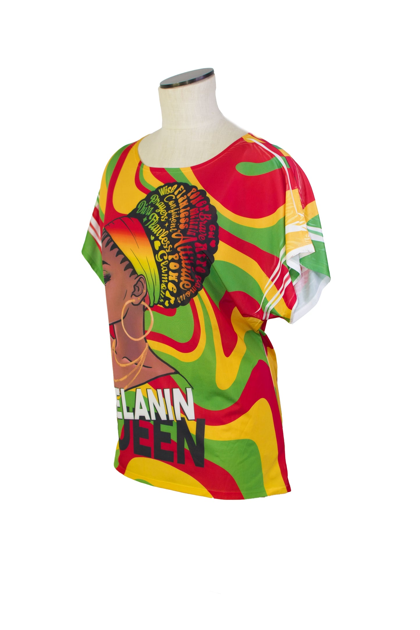 Multi-Colored African Inspired Mini Dress with Woman’s Face (Melanin Queen)