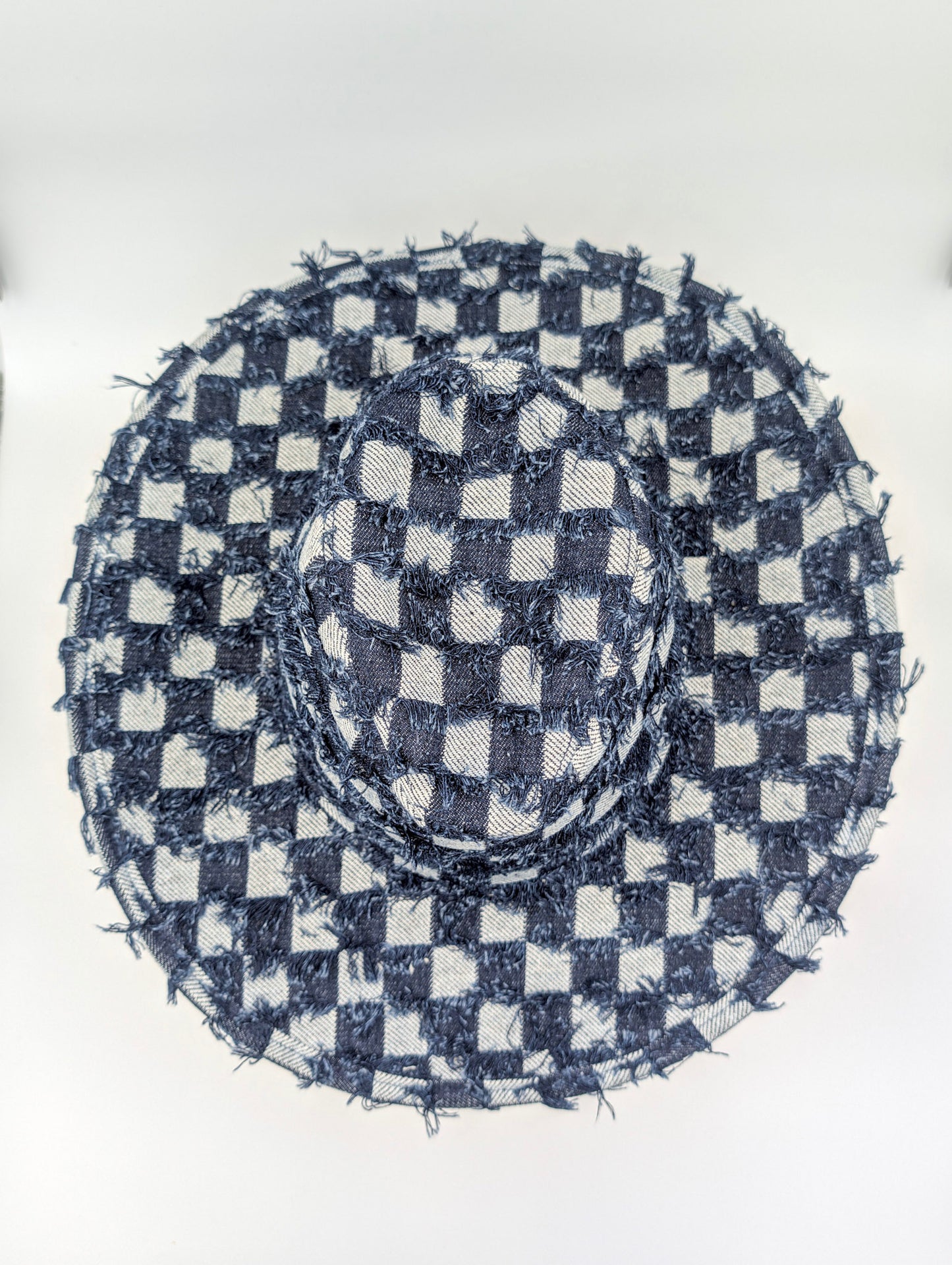 Denim Checkered Cowboy Hat