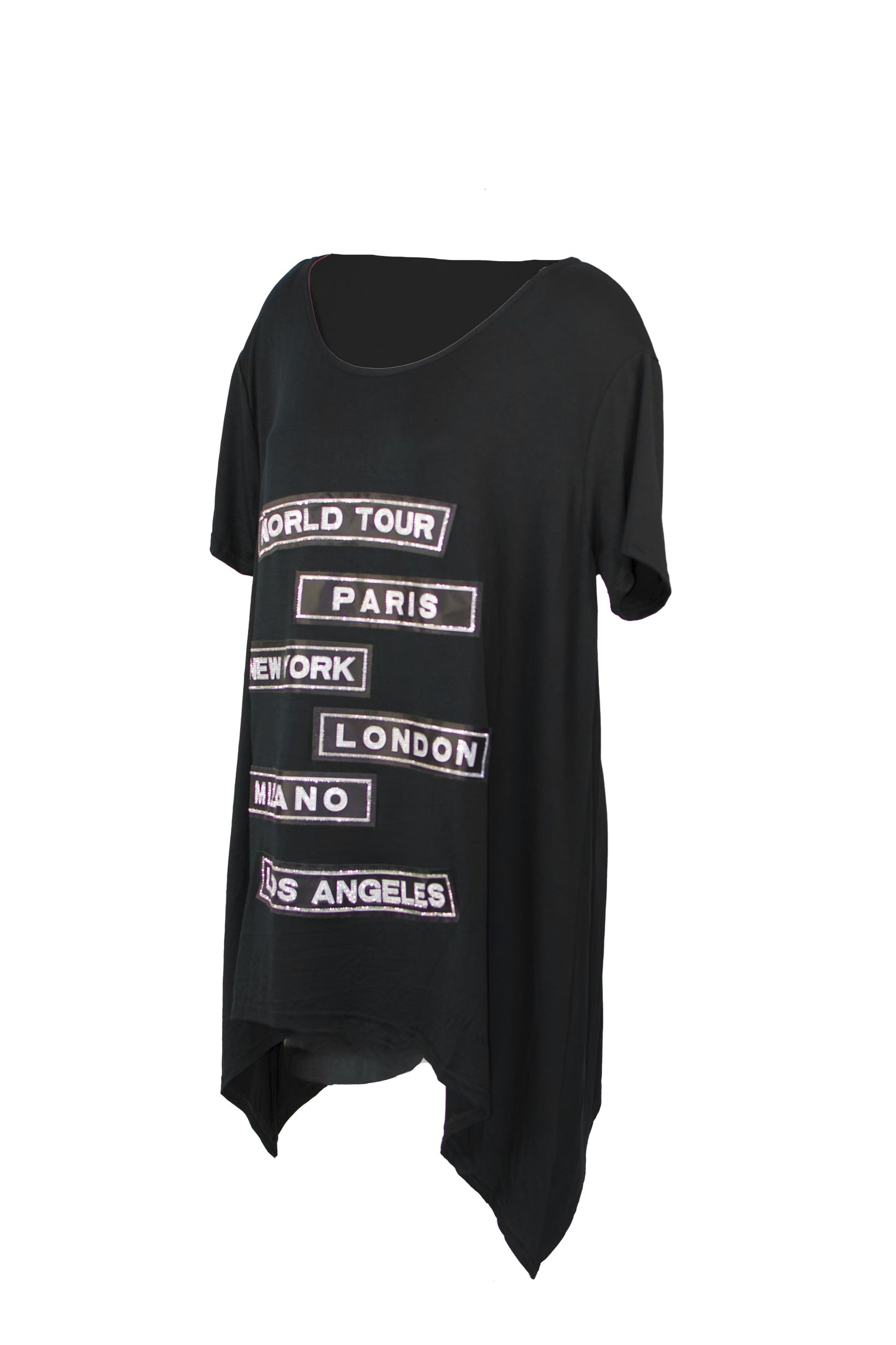 Woman’s Black Top - World Tour with Rhinestone Decal