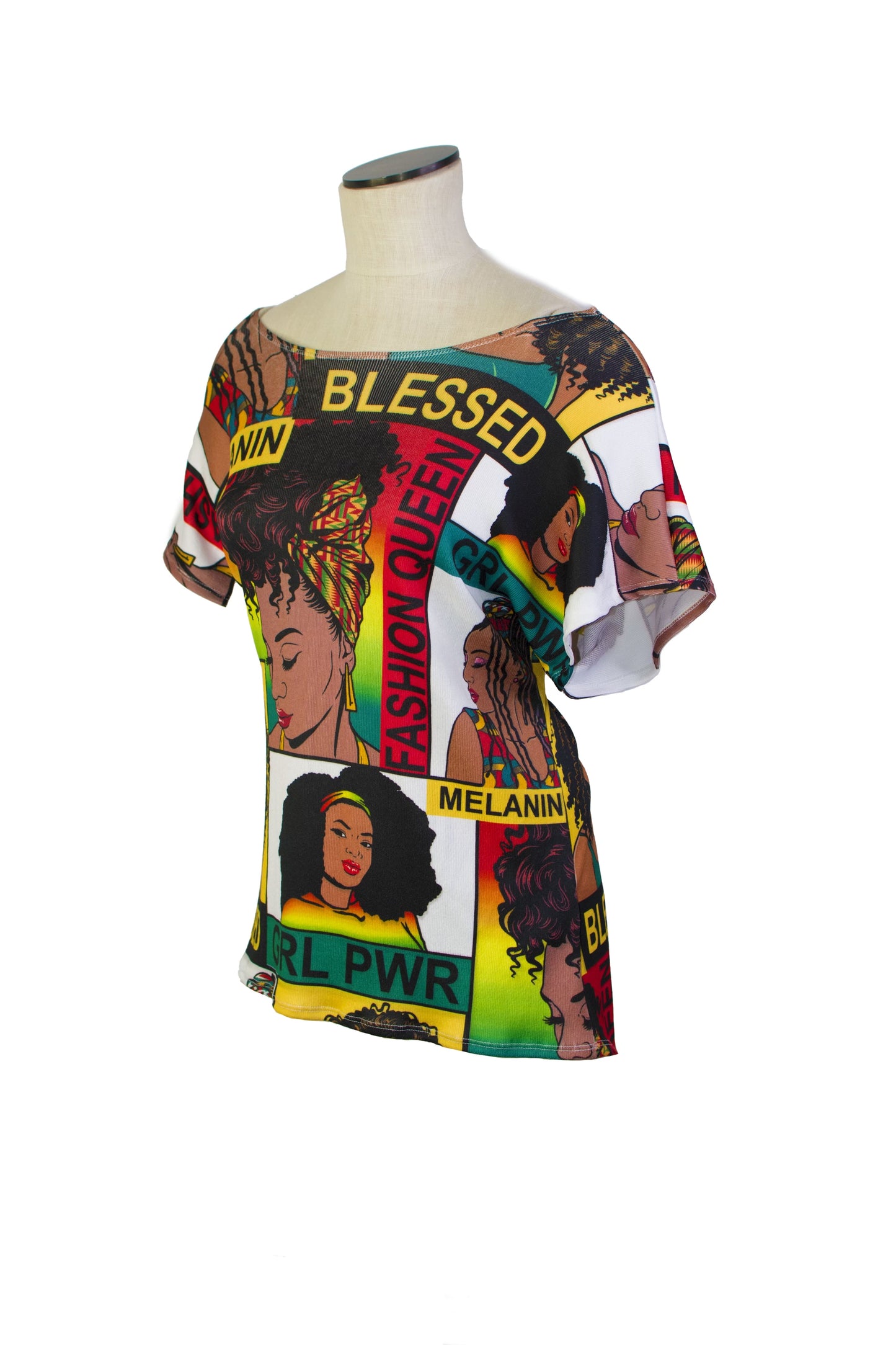 Multi-Colored African Inspired Mini Dress with Women’s Faces