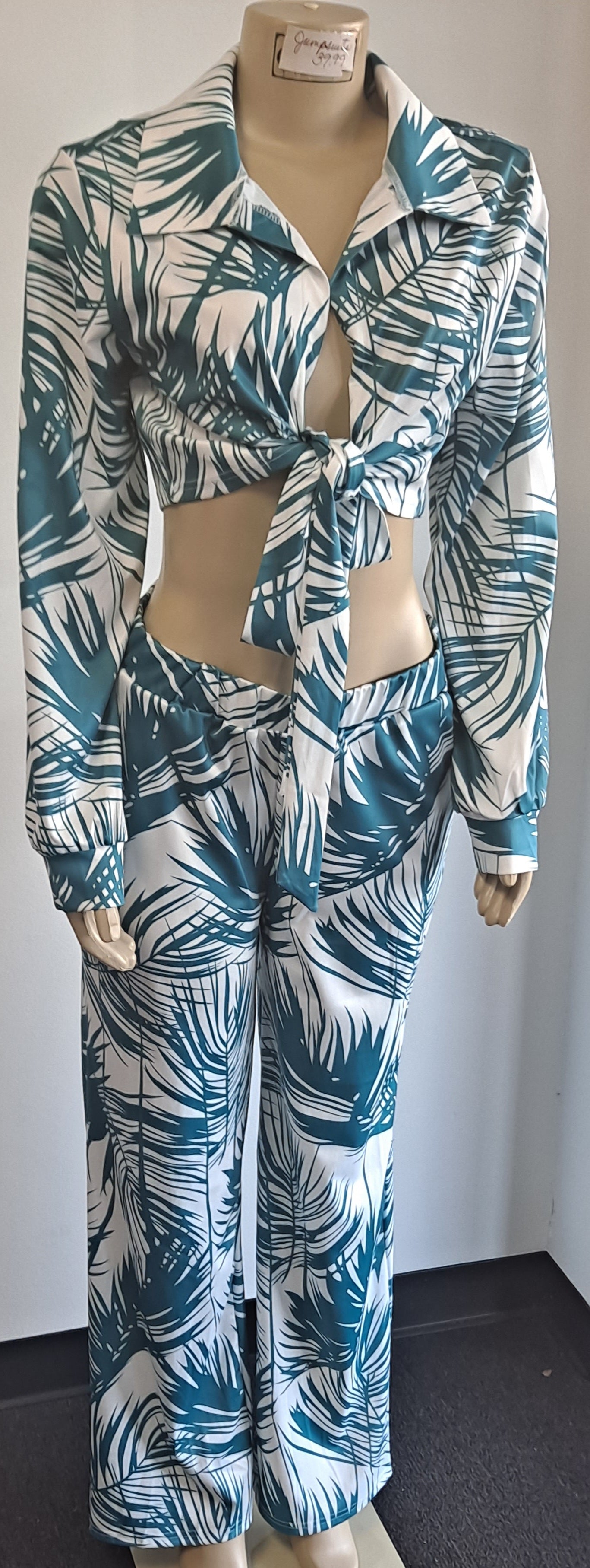 Two piece teal and white