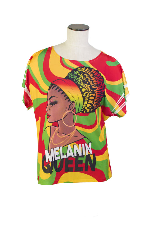 Multi-Colored African Inspired Mini Dress with Woman’s Face (Melanin Queen)