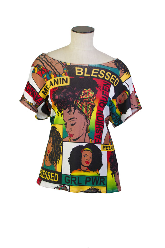 Multi-Colored African Inspired Mini Dress with Women’s Faces