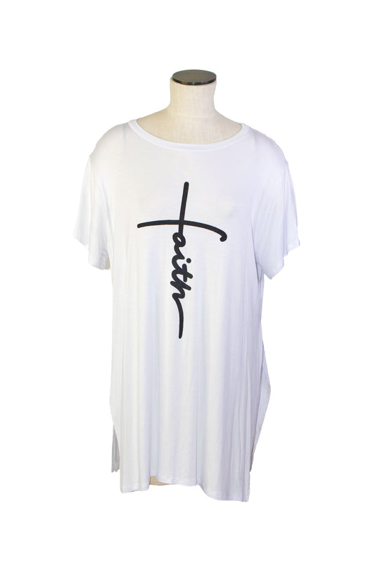 Woman’s Faith Tshirts with Split on the Sides