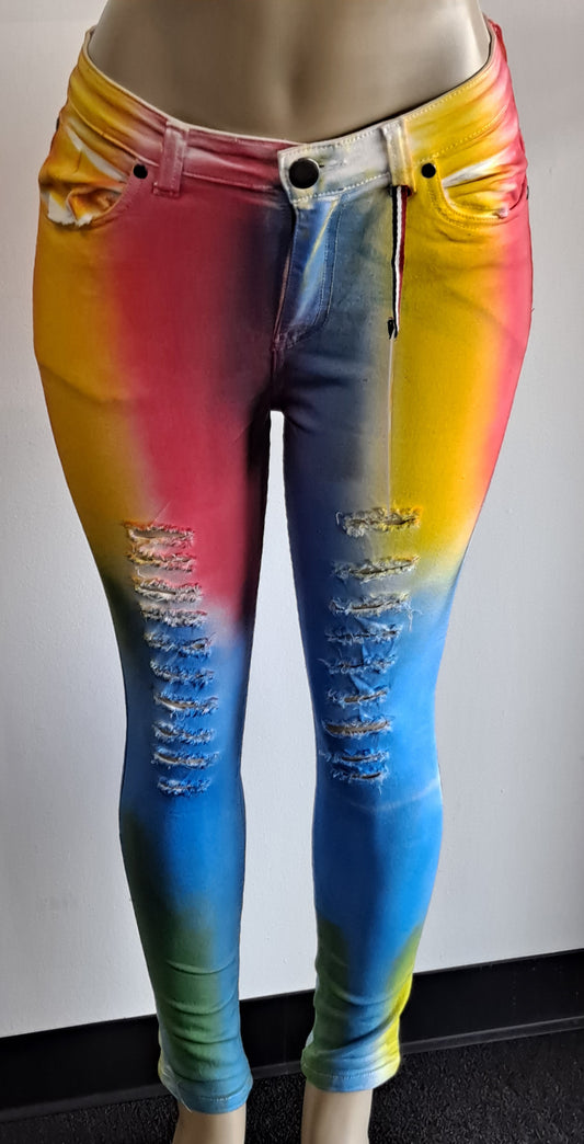 Multicolor ripped pants